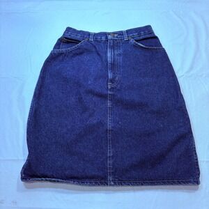 Sunset Blues Vintage Denim Midi Skirt Dark Wash High Waist Made in USA Size 7